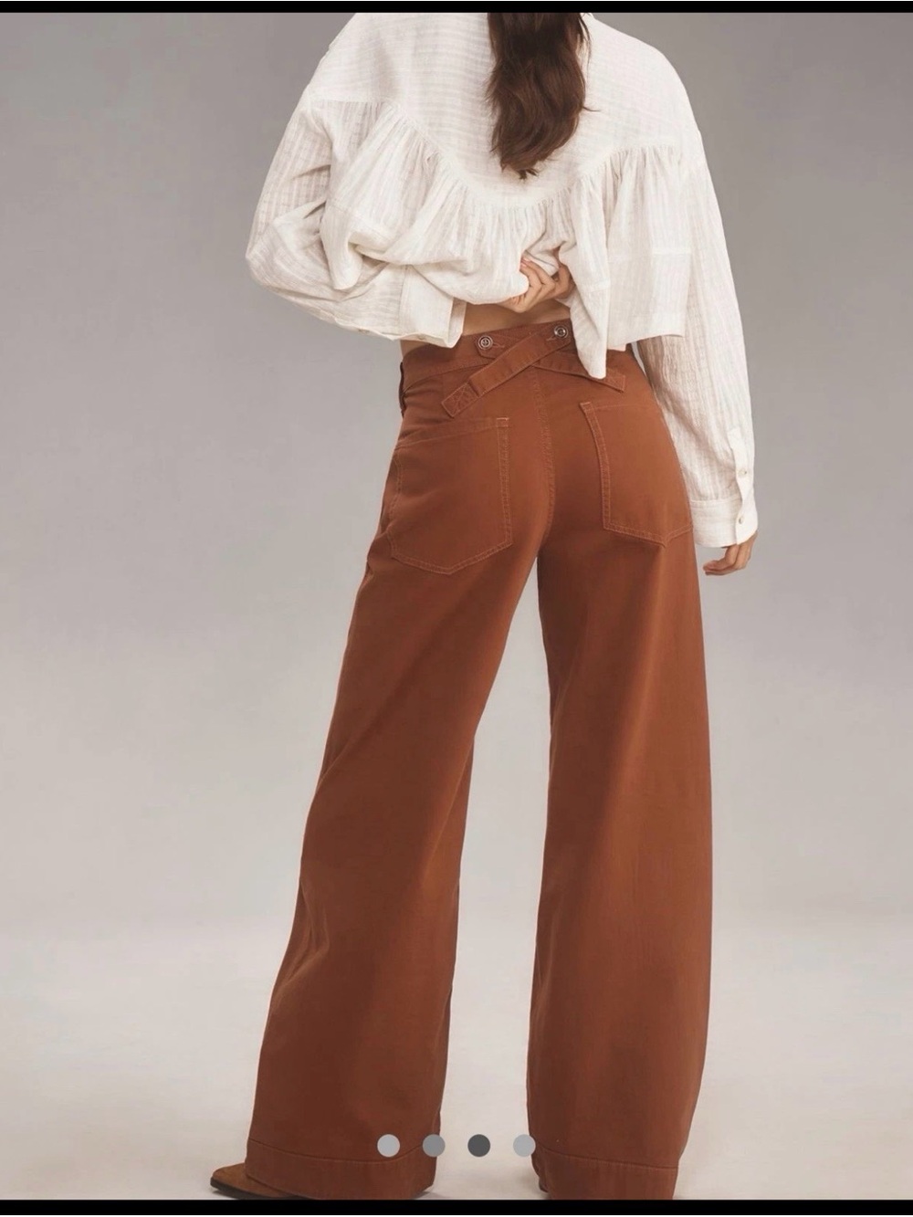 Anthropologie Pilcro Puddle Curve Wide Leg Pants Brown Sz 31 Baggy Slouchy - Picture 2 of 13